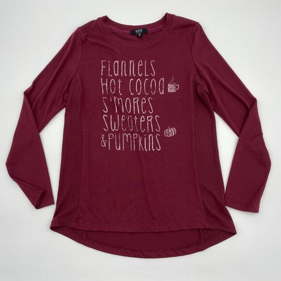 MODERN CANVAS Maroon Fall Winter Themed Long Sleeve Knit Top Women's Small - Picture 1 of 6